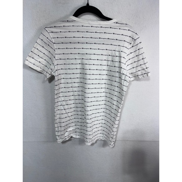 Champion‎ Men's White All Over Script Logo T Shirt Small Authentic Athleticwear - Picture 5 of 5